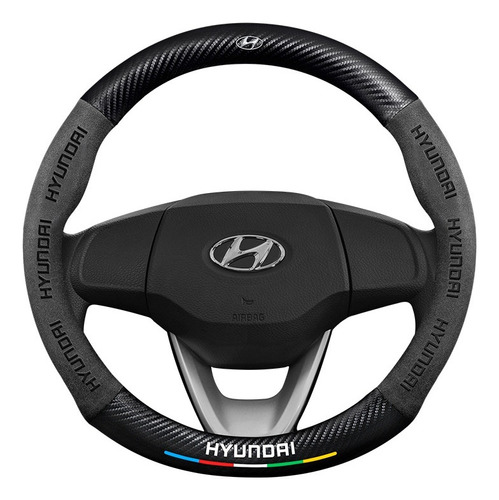 Funda De Volante Redonda De Fibra De Carbono Para Hyundai