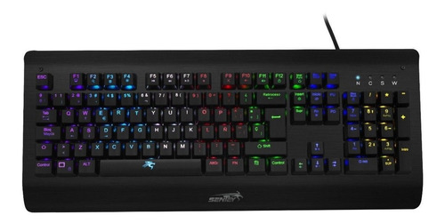 Teclado gamer Sentey L-Mekano GS-5930 QWERTY español color negro mate con luz RGB