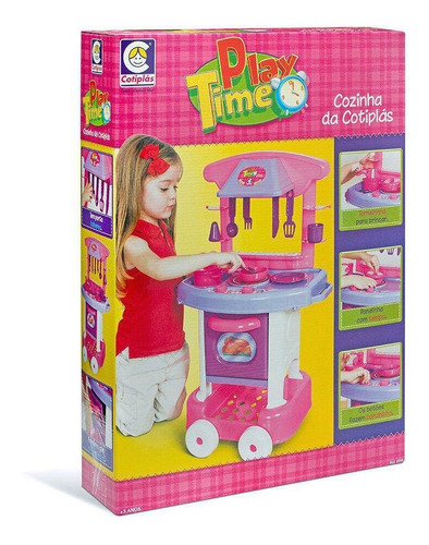 Cozinha Infantil Rosa Forno Fogão E Pia Brinquedos Playtime