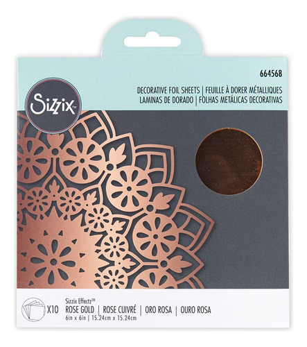 Scrapbooking Set De 10 Laminas Foil 6x6 - Oro Rosa - Sizzix