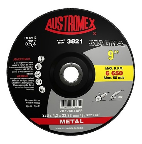 Disco De Desbaste De Metal De 9  Austromex 3821 (2 Pzs)