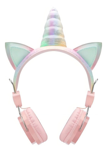 Fones de ouvido para jogos sem fio Extra HQ, microfone auxiliar de 3,5 mm e computador Bluetooth, tablet Android, iPhone, fones de ouvido Unicorn 2022, rosa