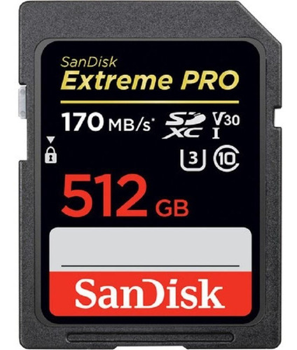 Cartão De Memória Sd 512gb 170mb/s Extreme Pro U3 Sdxc