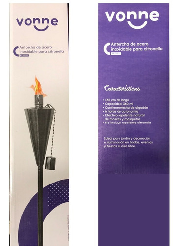 Imagen 5 de 10 de Antorcha Acero Inoxidable 1.65 P/ Citronella Exterior Deco