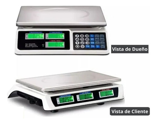 Balanza 40kg Comerciales 220v Recargables No Imprime Ticket Blanco O Negro Según Disponibilidad De Stock