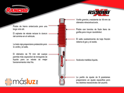 1*amortiguador Rs9000xl 39.049 Cm Izq/der Del Tahoe 00