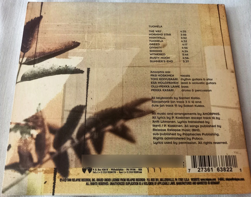 Amorphis - Tuonela Digipak 1era Ed. Europea Doom Heavy Metal (Usado)