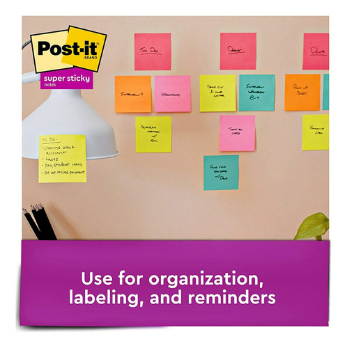 Post-it Super Sticky Notes, 3x3 In, 24 Pads, 2x The Sticking