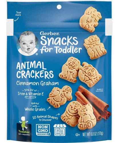 Galletas Gerber Para Bebe Animalitos Sabor Canela 10+ Meses