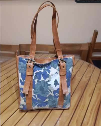 Cartera Isadora Cuero Ecologico Y Lona 