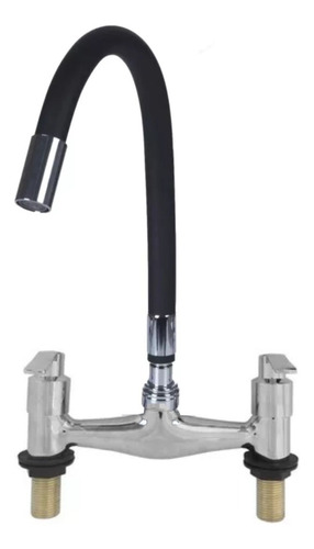 Imagen 2 de 2 de Grifería Canilla Cocina Flexible Negra Lluvia Doble Comando