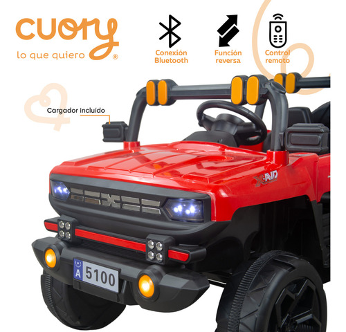 Coche Camioneta Eléctrica Estilo 4x4 Todo Terreno Aux Usb Color Rojo