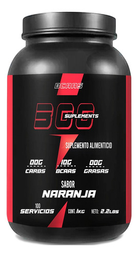 Aminoácidos Bcaas 300 Suplements 1 Kg Sabores 100 Servicios Naranja