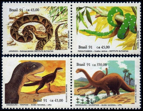 Fauna - Reptiles - Dinosaurios - Brasil - Serie Mint