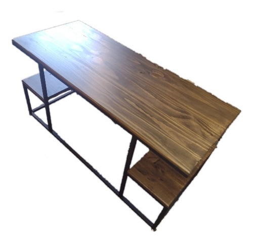 Mesa Living Estilo Industrial Moderno En Pino 60x120x50 Marrón Claro