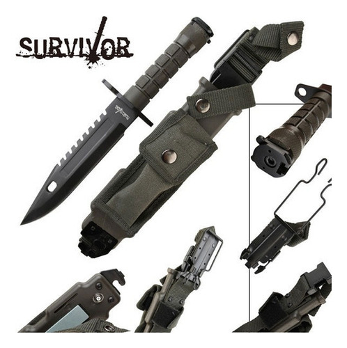 Cuchillo militar de bayoneta Survivor M9 HK-56142b
