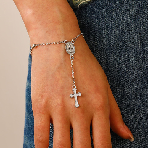 Ixdeaxly Rosario Cruz Y Collar Cadena Para Mujer Católica