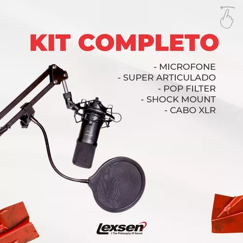 Kit Interface + Microfone Condensador LEXSEN Studio Caster - Sonkey