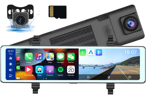 Mirror Dash Cam, Cámaras Duales, 1080p Y Con Tarjeta De 64g