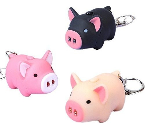 Y&y Star 3pcs / Lot Cartoon Oink Piggy Light & Sound Llavero