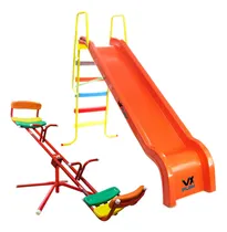 Comprar Combo Tobogan 5 Escalones Pvc + Sube Y Baja Giratorio