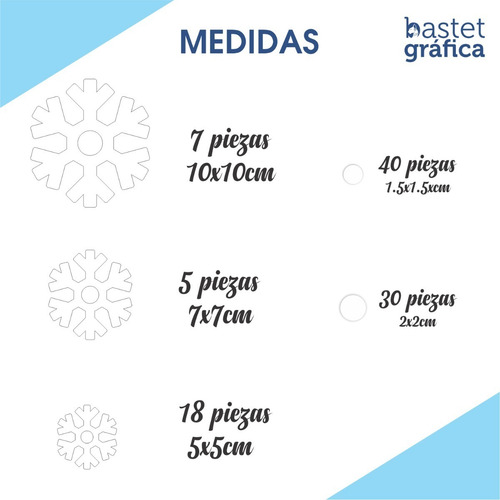 Imagen 2 de 6 de Copos De Nieve Sticker Vinil