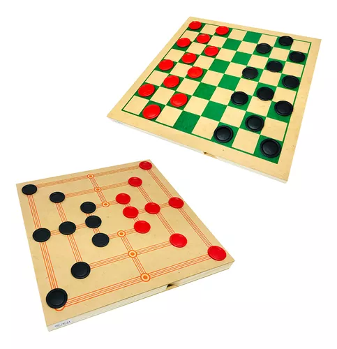 Jogo Dama E Trilha 30X30 Madeira 24 Peças Carlu no Shoptime