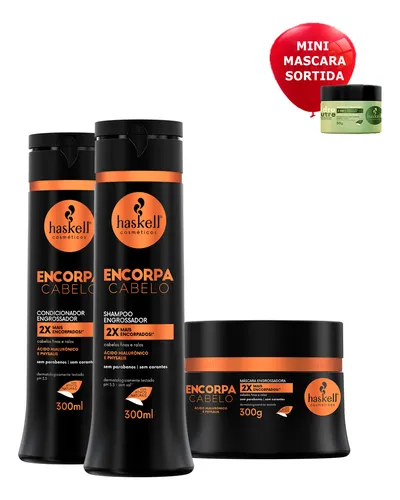 comprar Kit Haskell Encorpa Cabelo Shampoo Condicionador Mascara 300