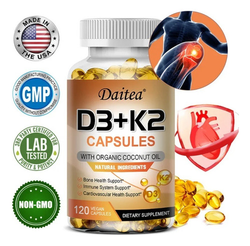 Daitea Vitamina D3 C/k2 120 Caps 5000 Ui Salud Ósea Defensas