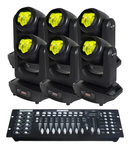 Kit 6 Mini Moving Beam 120w Prisma Rgbw + Mesa Dmx