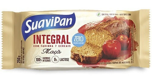 Bolo Integral Sabor Maçã Zero Açúcar/lactose Suavipan 250g.