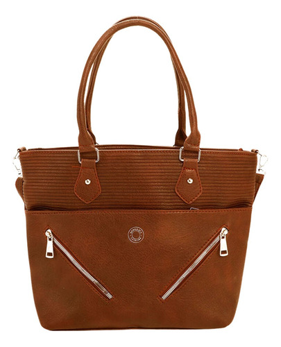 Cartera Pu Rebeca Agarrate Catalina Camel Liso Níquel Camel