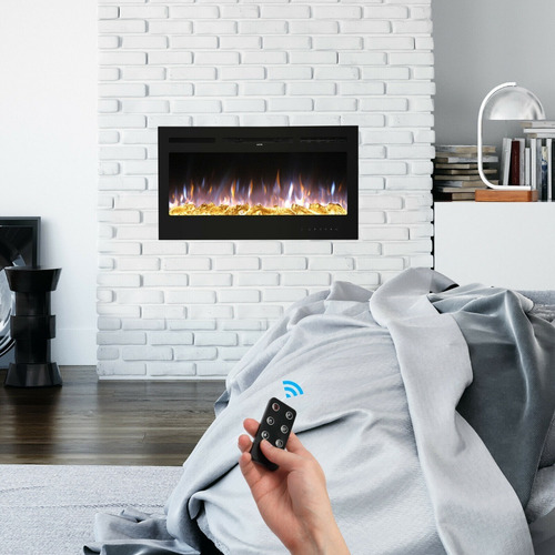 Chimenea Electrica Empotrable Con Iluminación Led De 101 Cms