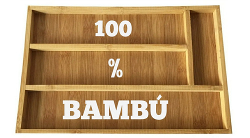 Cubiertera Organizador Rectangular De Madera Bambú