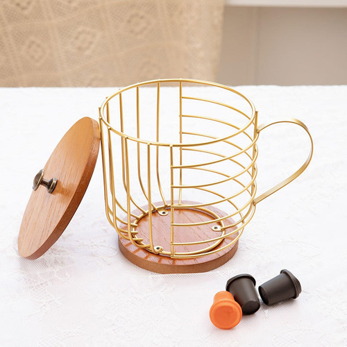 Soporte Para Cápsulas De Café Con Tapa, Base De Madera,
