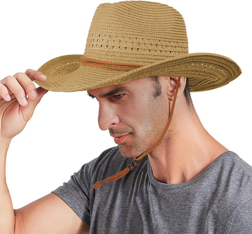Sombrero De Vaquero De Paja Unisex Con Forma De Sombrero Caqui Talla Única