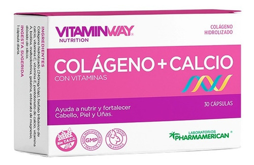 Colágeno e cálcio com vitaminas A, C e E, 30 cápsulas Microcentro, sabor sem sabor
