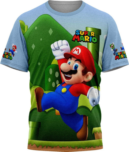 Imagem 1 de 3 de Super Mario - Camiseta Infantil - Tecido Dryfit