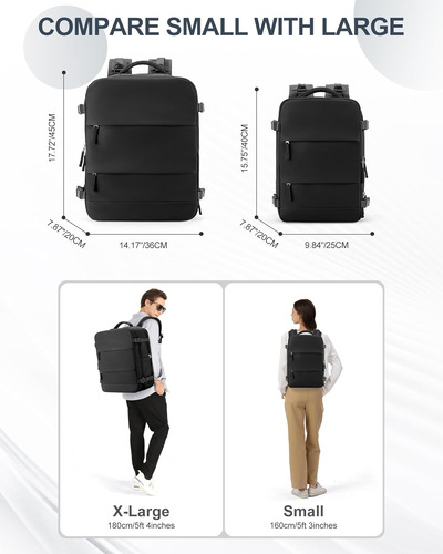 Coowoz Mochila De Viaje Para Mujer Hombre Negro Mochila...