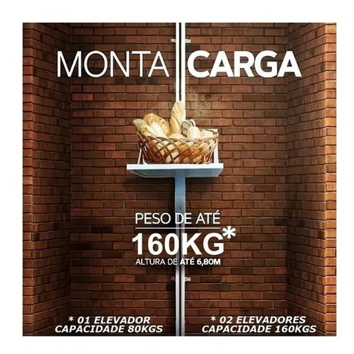 Elevador De Carga 6,80mts 80kgs Pronta Entrega Monta Carga