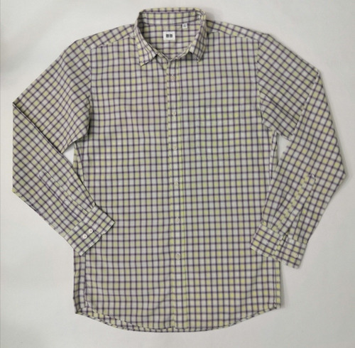 Camisa Uniqlo De Hombre A Cuadros Amarillos Talla S