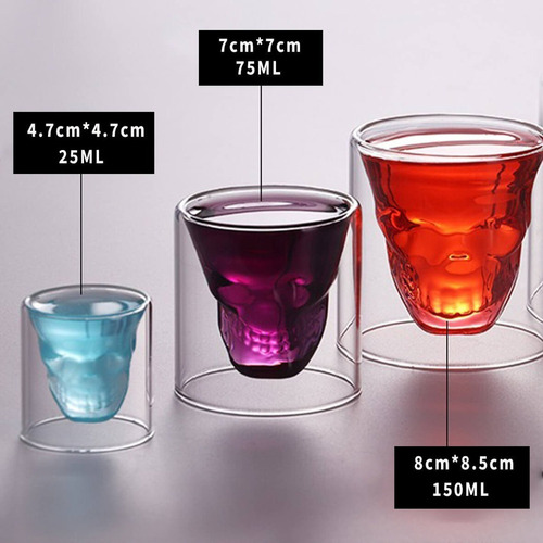 Copas De Cristal Calavera Halloween Vasos Vino Tequila 25 Ml