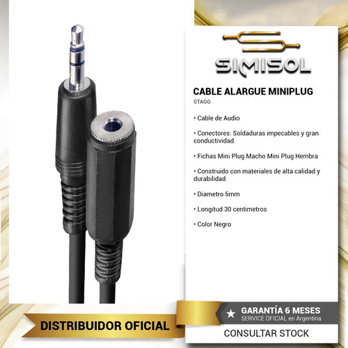 Cable De Audio Alargue Mini Plug 3 M Stagg Sac3mpsmjs
