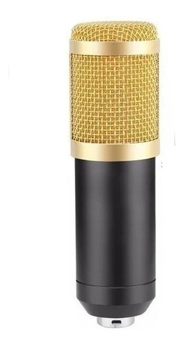 Imagem 1 de 2 de Microfone Andowl BM-800 condensador  cardióide preto/dourado