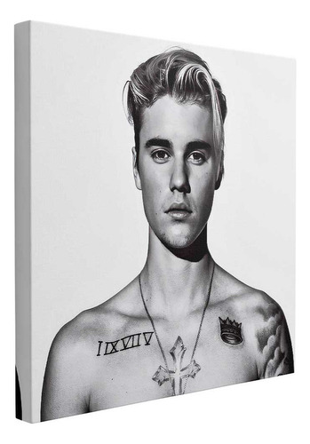 Cuadro Justin Bieber, Pose Clásica Tatuajes Icónicos 65x65
