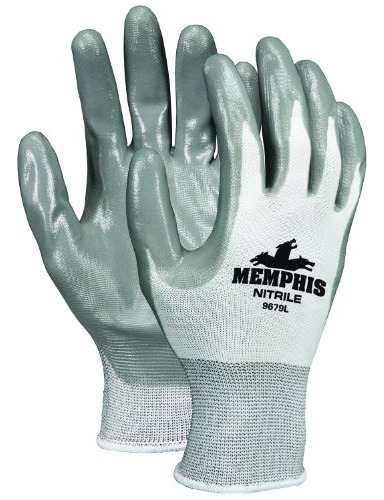 Mcr Safety 9679l Memphis Nylon Shell White Hem Guantes Con P