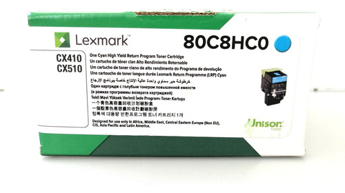 Toner Lexmark 80c8hc0 Cyan Original 3000 Pág Cx410 / Cx510