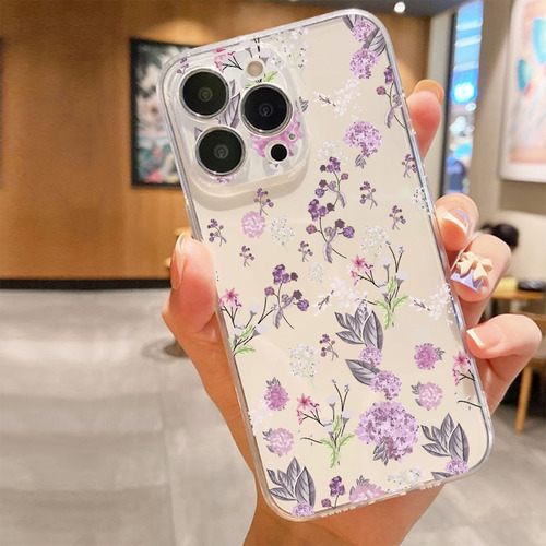 Funda Blanda Transparente De Jacinto Violeta Para Teléfono Con Funciones A Prueba De Golpes, Compatible Con Apple, Compatible Con Samsung