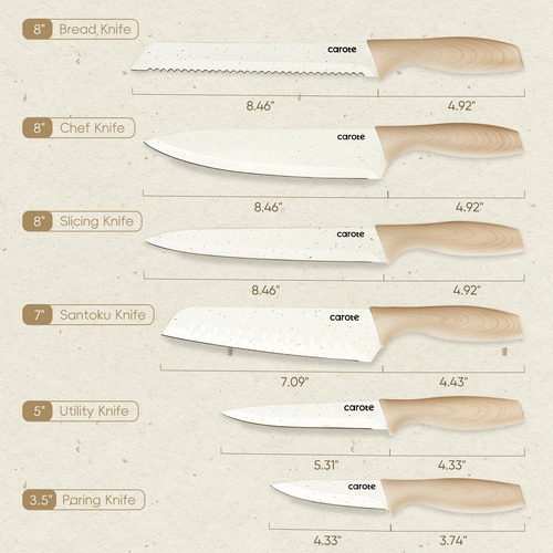 Carote Juego De Cuchillos De Cocina Con Protectores De 12 Pz Crema
