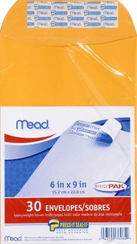 Mead Prensa-now-it 6x9 Sobres, Pack Office 30 Count (76084).